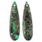 Earth&#x27;s Jewels Semi-Precious 12x46mm Synthetic Imperial Jasper Green Teardrop Pendants, 2pcs